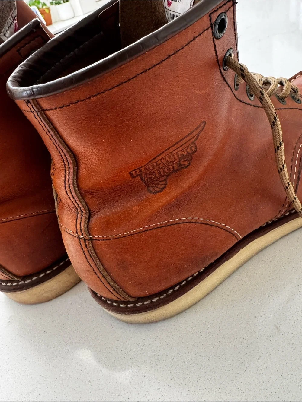 Men's Red Wing Brown Leather Moc Toe Work Boots